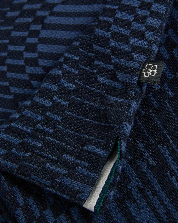 Ted Baker Polo Shirts Men ONO 8211 Short Sleeve Jacquard Spot Polo Shirt Navy