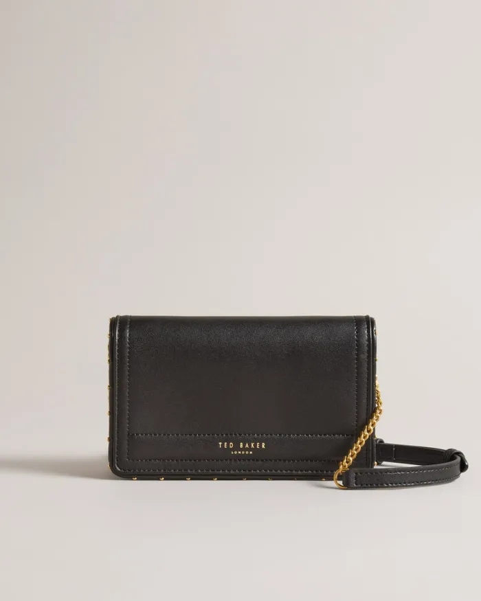 Ted Baker Purses and Cardholders Women KAHNISA 8211 Studded Edge Leather Purse With Strap Black Ted Baker Purses and Cardholders Women KAHNISA 8211 Studded Edge Leather Purse With Strap Black