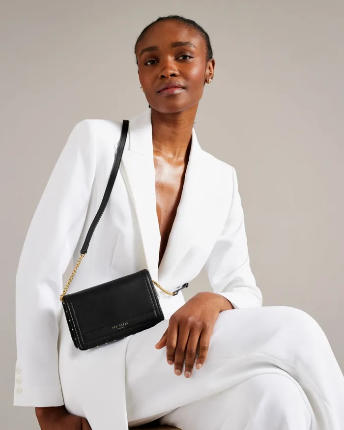 Ted Baker Purses and Cardholders Women KAHNISA 8211 Studded Edge Leather Purse With Strap Black Ted Baker Purses and Cardholders Women KAHNISA 8211 Studded Edge Leather Purse With Strap Black