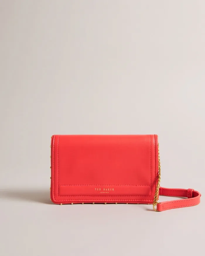 Ted Baker Purses and Cardholders Women KAHNISA 8211 Studded Edge Leather Purse With Strap Coral Ted Baker Purses and Cardholders Women KAHNISA 8211 Studded Edge Leather Purse With Strap Coral