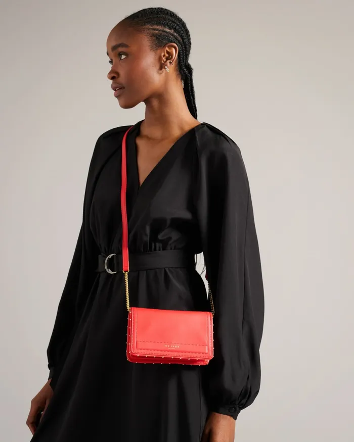 Ted Baker Purses and Cardholders Women KAHNISA 8211 Studded Edge Leather Purse With Strap Coral Ted Baker Purses and Cardholders Women KAHNISA 8211 Studded Edge Leather Purse With Strap Coral