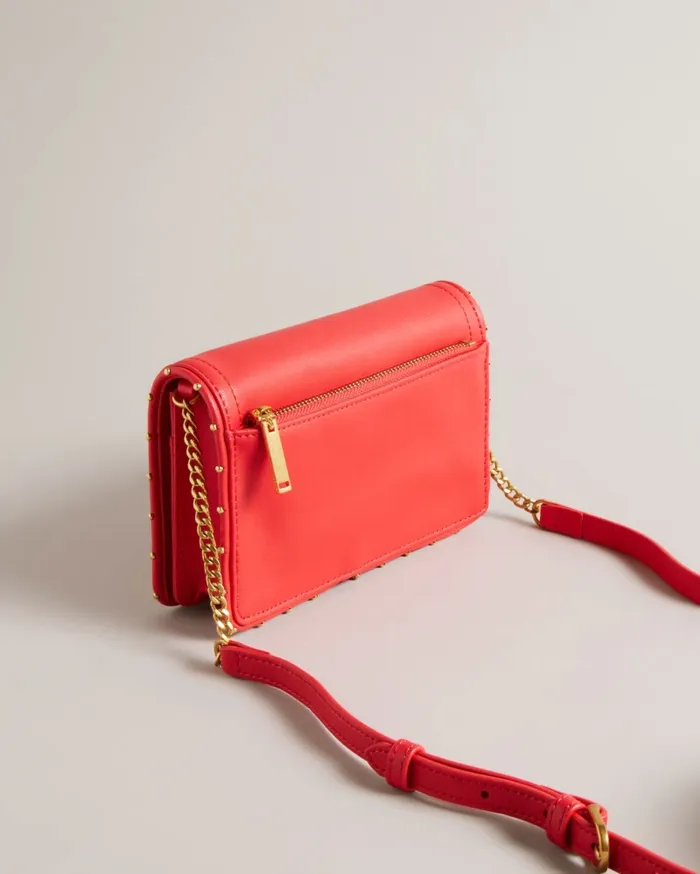 Ted Baker Purses and Cardholders Women KAHNISA 8211 Studded Edge Leather Purse With Strap Coral Ted Baker Purses and Cardholders Women KAHNISA 8211 Studded Edge Leather Purse With Strap Coral