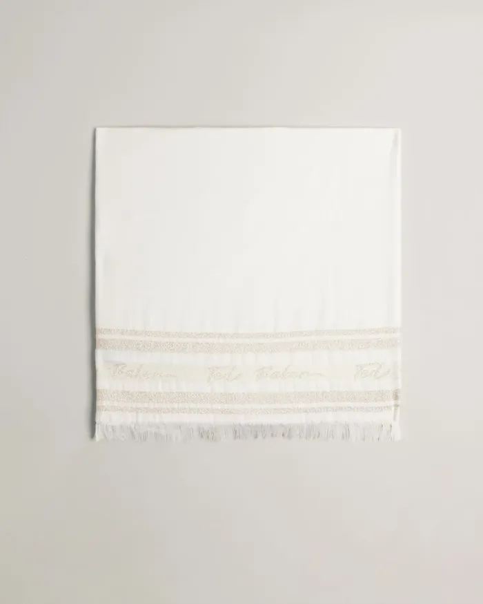 Ted Baker Scarves Women ESTELAS 8211 Metallic Branded Scarf Natural Ted Baker Scarves Women ESTELAS 8211 Metallic Branded Scarf Natural