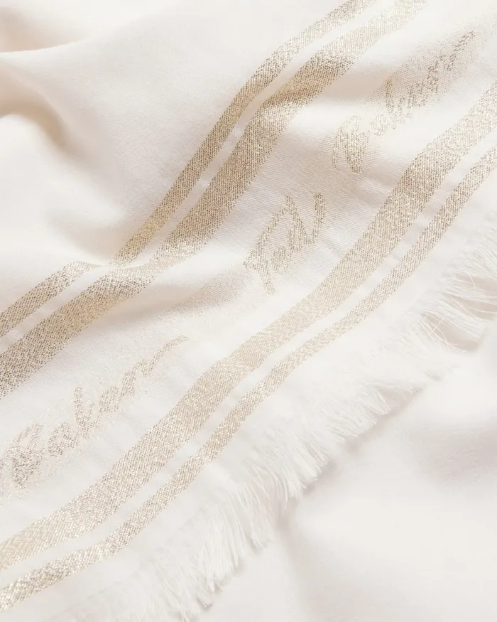 Ted Baker Scarves Women ESTELAS 8211 Metallic Branded Scarf Natural Ted Baker Scarves Women ESTELAS 8211 Metallic Branded Scarf Natural
