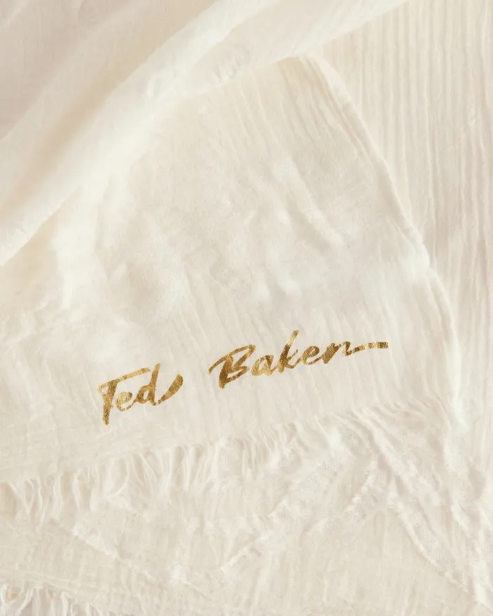 Ted Baker Scarves Women KELIEE 8211 Floral Branded Cotton Scarf Cream Ted Baker Scarves Women KELIEE 8211 Floral Branded Cotton Scarf Cream