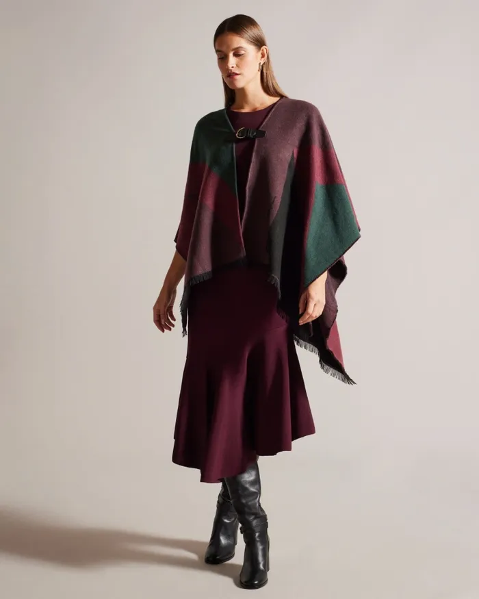 Ted Baker Scarves Women SUFFIA 8211 Buckle Poncho Deep Purple Ted Baker Scarves Women SUFFIA 8211 Buckle Poncho Deep Purple