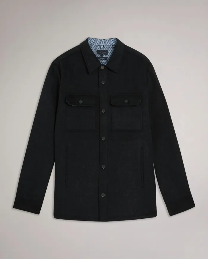Ted Baker Shirts Men ADERBRY 8211 Wool Blend Overshirt Charcoal