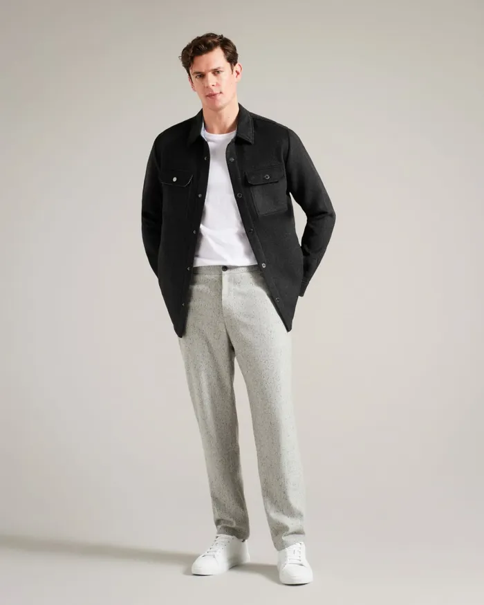 Ted Baker Shirts Men ADERBRY 8211 Wool Blend Overshirt Charcoal Ted Baker Shirts Men ADERBRY 8211 Wool Blend Overshirt Charcoal