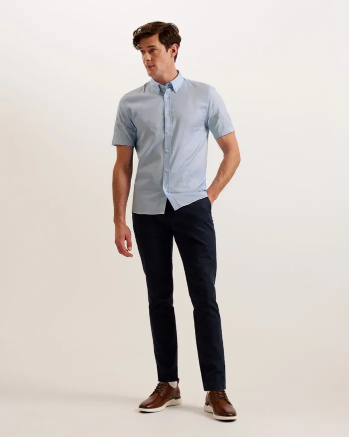 Ted Baker Shirts Men ALDGTE 8211 Short Sleeve Cotton Oxford Shirt Light Blue Ted Baker Shirts Men ALDGTE 8211 Short Sleeve Cotton Oxford Shirt Light Blue
