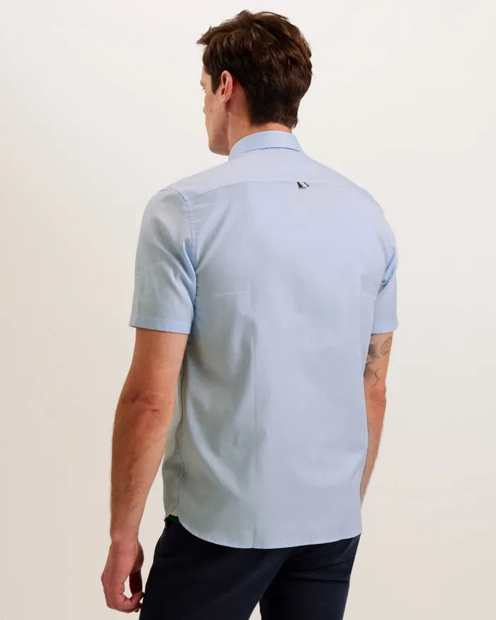 Ted Baker Shirts Men ALDGTE 8211 Short Sleeve Cotton Oxford Shirt Light Blue Ted Baker Shirts Men ALDGTE 8211 Short Sleeve Cotton Oxford Shirt Light Blue