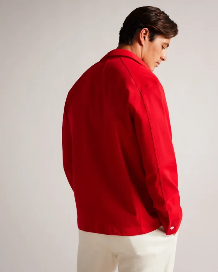 Ted Baker Shirts Men ARID 8211 Dropped Shoulder Shacket Red Ted Baker Shirts Men ARID 8211 Dropped Shoulder Shacket Red