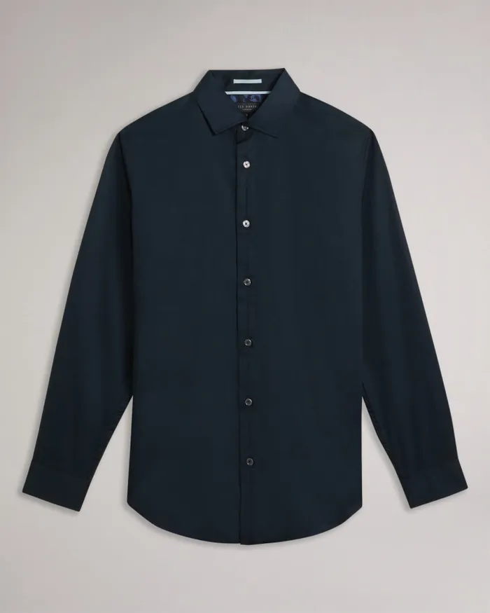 Ted Baker Shirts Men BELLOW 8211 Long Sleeve Satin Stretch Shirt Navy