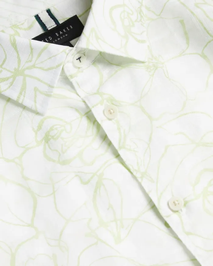 Ted Baker Shirts Men CAVU 8211 Short Sleeve Printed Cotton Shirt White Ted Baker Shirts Men CAVU 8211 Short Sleeve Printed Cotton Shirt White