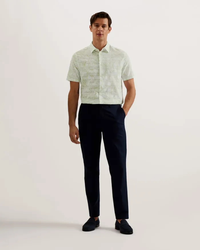 Ted Baker Shirts Men CAVU 8211 Short Sleeve Printed Cotton Shirt White Ted Baker Shirts Men CAVU 8211 Short Sleeve Printed Cotton Shirt White