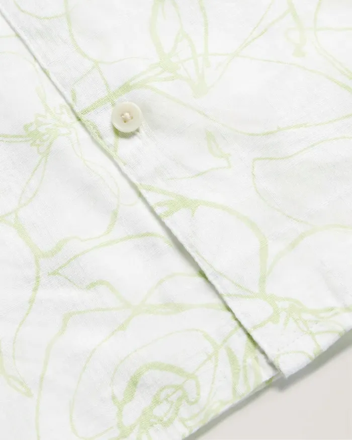 Ted Baker Shirts Men CAVU 8211 Short Sleeve Printed Cotton Shirt White Ted Baker Shirts Men CAVU 8211 Short Sleeve Printed Cotton Shirt White