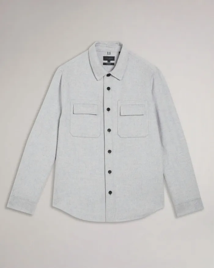 Ted Baker Shirts Men DALCH 8211 Wool Blend Overshirt Light Grey
