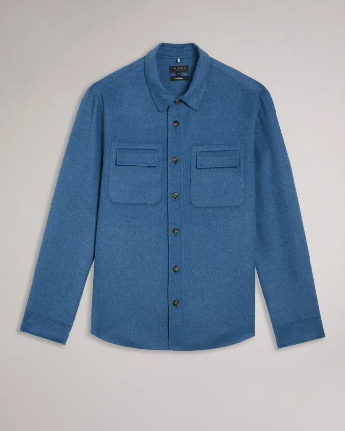Ted Baker Shirts Men DALCH 8211 Wool Blend Overshirt Medium Blue