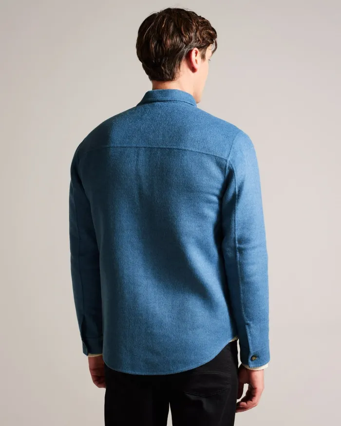 Ted Baker Shirts Men DALCH 8211 Wool Blend Overshirt Medium Blue Ted Baker Shirts Men DALCH 8211 Wool Blend Overshirt Medium Blue