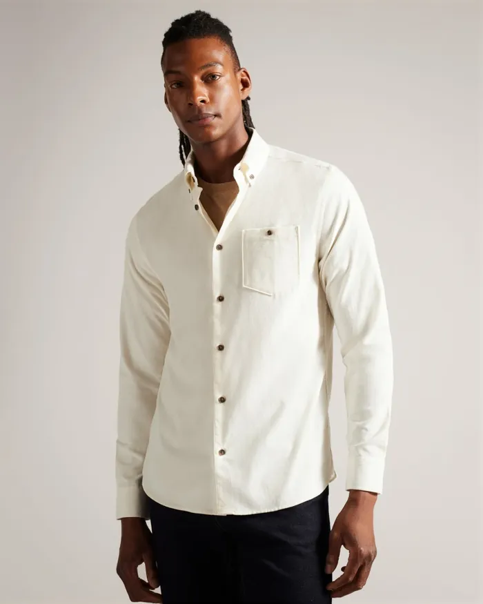Ted Baker Shirts Men LECCO 8211 Long Sleeve Shirt Ecru Ted Baker Shirts Men LECCO 8211 Long Sleeve Shirt Ecru