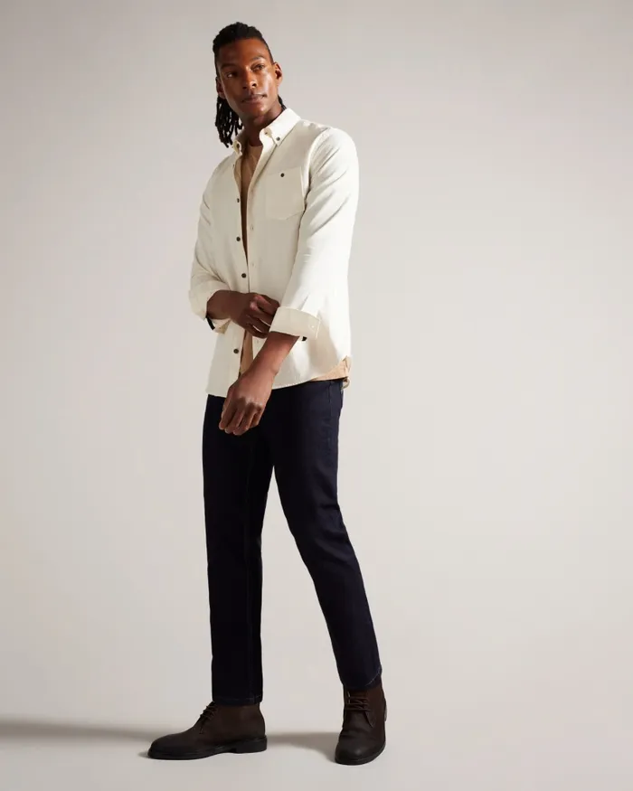 Ted Baker Shirts Men LECCO 8211 Long Sleeve Shirt Ecru Ted Baker Shirts Men LECCO 8211 Long Sleeve Shirt Ecru