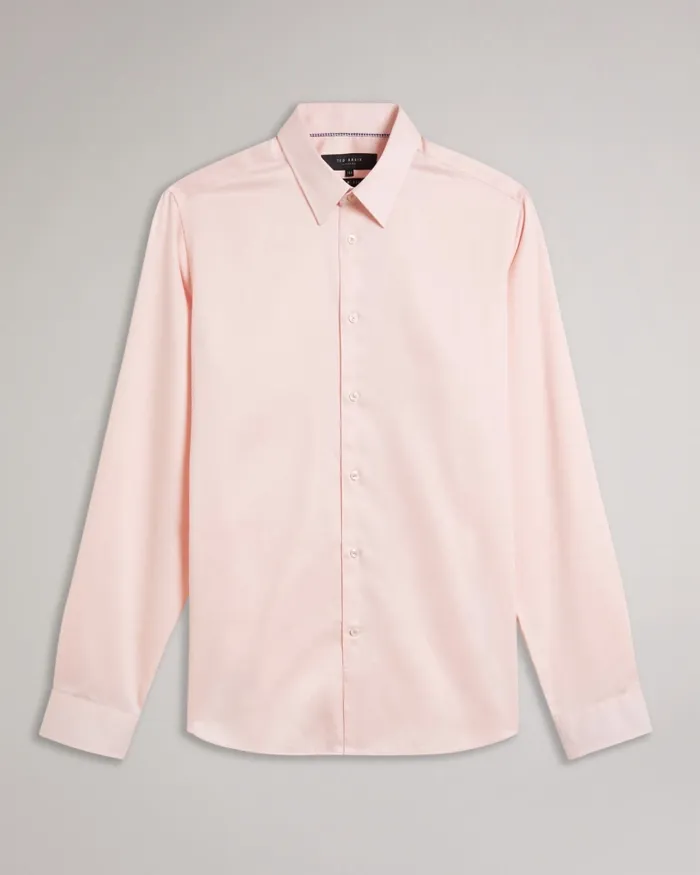 Ted Baker Shirts Men MAELOSS 8211 Long Sleeve Slim Fit Shirt Pale Pink