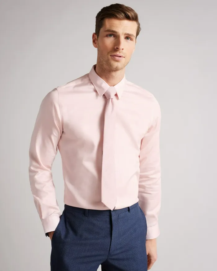 Ted Baker Shirts Men MAELOSS 8211 Long Sleeve Slim Fit Shirt Pale Pink Ted Baker Shirts Men MAELOSS 8211 Long Sleeve Slim Fit Shirt Pale Pink