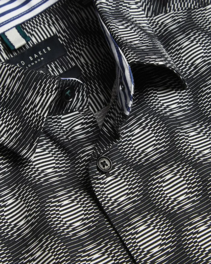 Ted Baker Shirts Men PEARSHO 8211 Short Sleeve Circle Geometric Shirt Black Ted Baker Shirts Men PEARSHO 8211 Short Sleeve Circle Geometric Shirt Black