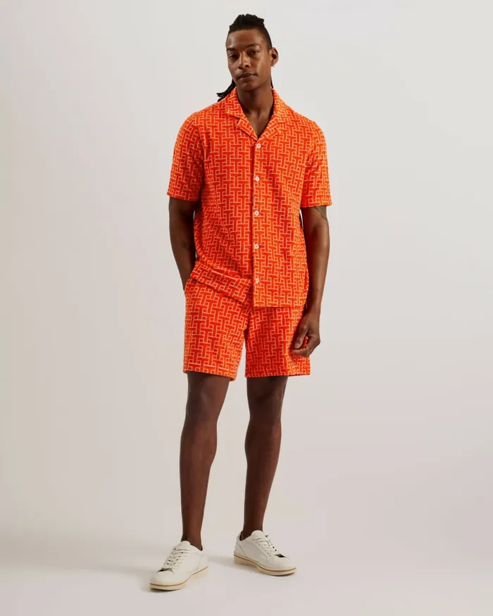 Ted Baker Shorts Men AINBOW 8211 Printed Towelling Jersey Shorts Bright Orange Ted Baker Shorts Men AINBOW 8211 Printed Towelling Jersey Shorts Bright Orange