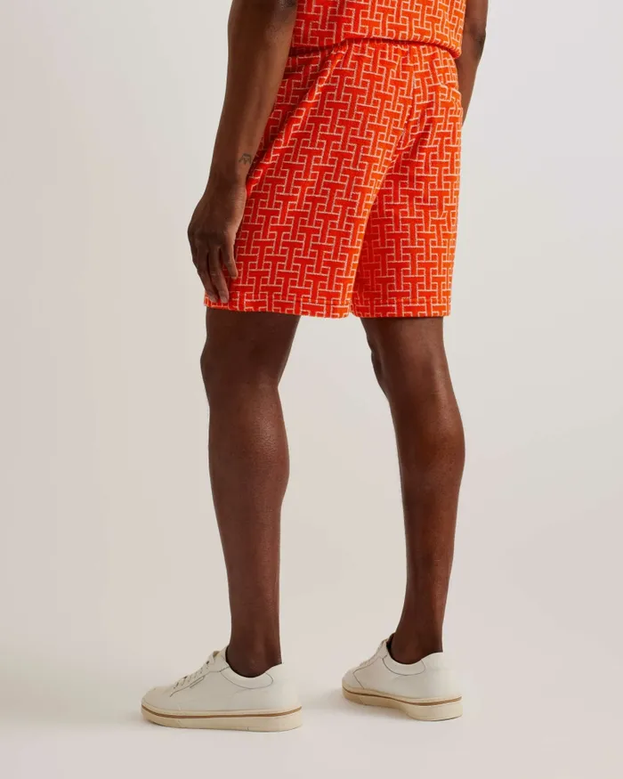 Ted Baker Shorts Men AINBOW 8211 Printed Towelling Jersey Shorts Bright Orange Ted Baker Shorts Men AINBOW 8211 Printed Towelling Jersey Shorts Bright Orange