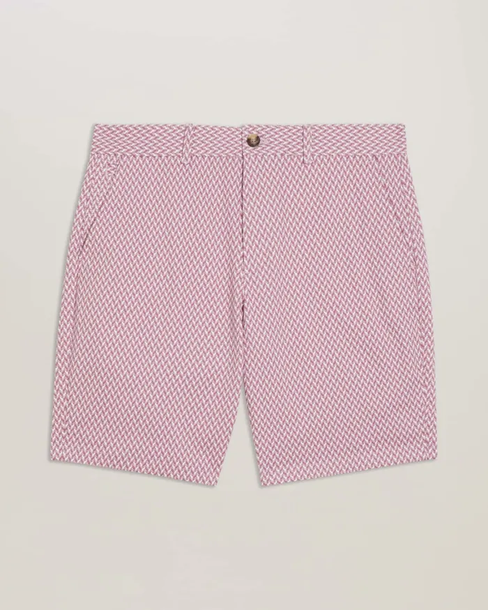 Ted Baker Shorts Men DULWICK 8211 Geometric Print Chino Shorts Medium Pink