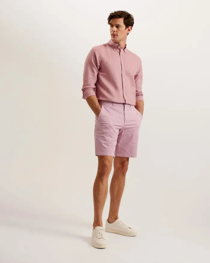 Ted Baker Shorts Men DULWICK 8211 Geometric Print Chino Shorts Medium Pink Ted Baker Shorts Men DULWICK 8211 Geometric Print Chino Shorts Medium Pink