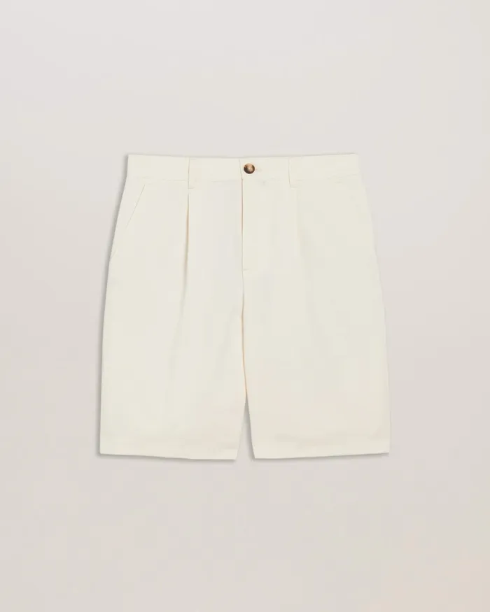 Ted Baker Shorts Men FULHUM 8211 Pleated Cotton Chino Shorts White