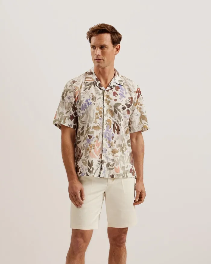 Ted Baker Shorts Men FULHUM 8211 Pleated Cotton Chino Shorts White Ted Baker Shorts Men FULHUM 8211 Pleated Cotton Chino Shorts White
