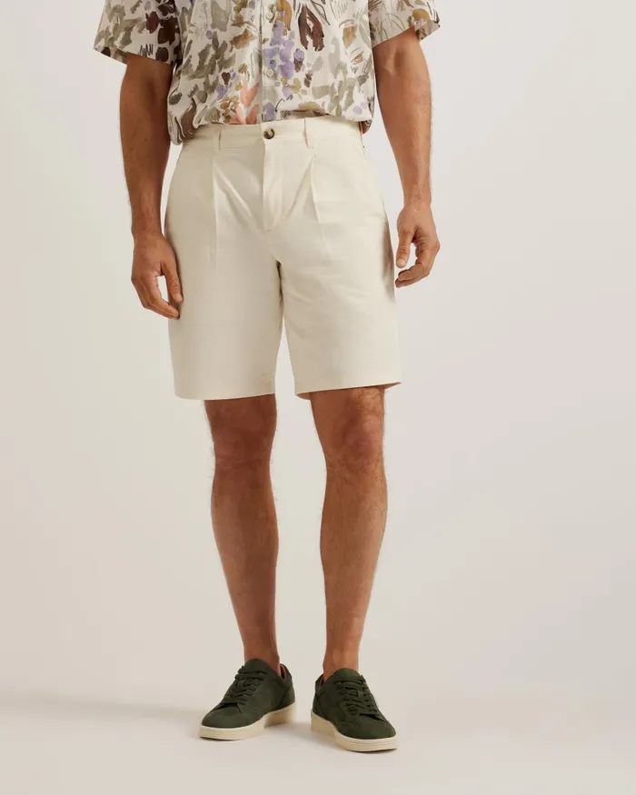 Ted Baker Shorts Men FULHUM 8211 Pleated Cotton Chino Shorts White Ted Baker Shorts Men FULHUM 8211 Pleated Cotton Chino Shorts White