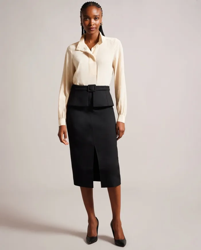 Ted Baker Skirts Women FLOREEI 8211 Slimline Midi Skirt With Peplum Black Ted Baker Skirts Women FLOREEI 8211 Slimline Midi Skirt With Peplum Black