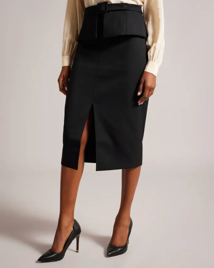 Ted Baker Skirts Women FLOREEI 8211 Slimline Midi Skirt With Peplum Black Ted Baker Skirts Women FLOREEI 8211 Slimline Midi Skirt With Peplum Black