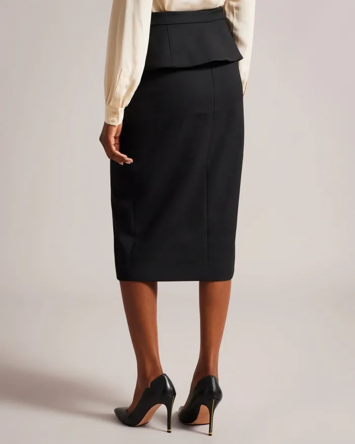 Ted Baker Skirts Women FLOREEI 8211 Slimline Midi Skirt With Peplum Black Ted Baker Skirts Women FLOREEI 8211 Slimline Midi Skirt With Peplum Black