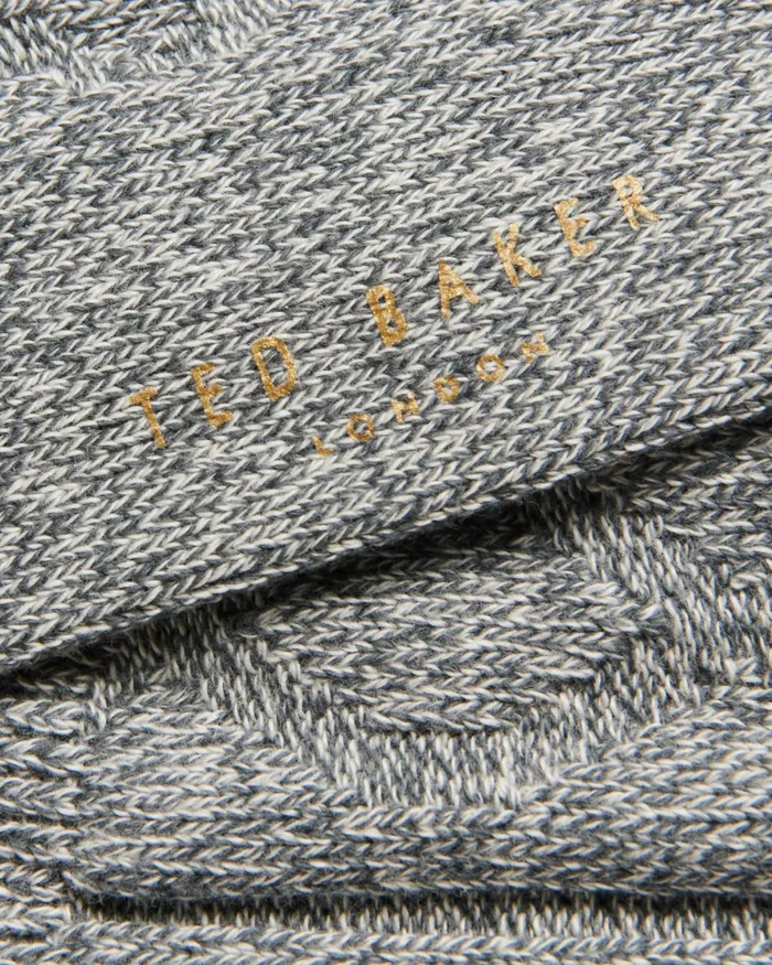 Ted Baker Socks Men MISTIE 8211 Cable Knit Hiking Socks Grey