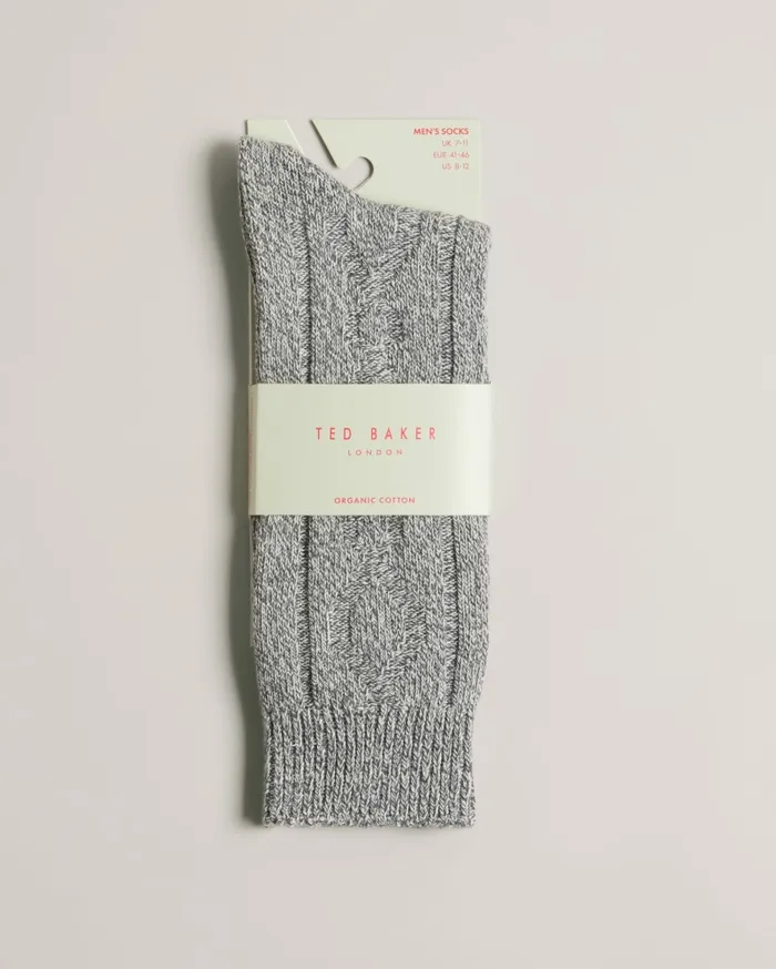 Ted Baker Socks Men MISTIE 8211 Cable Knit Hiking Socks Grey Ted Baker Socks Men MISTIE 8211 Cable Knit Hiking Socks Grey