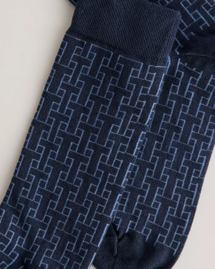 Ted Baker Socks Men SOKKSIX 8211 Interlocking T Pattern Socks Blue