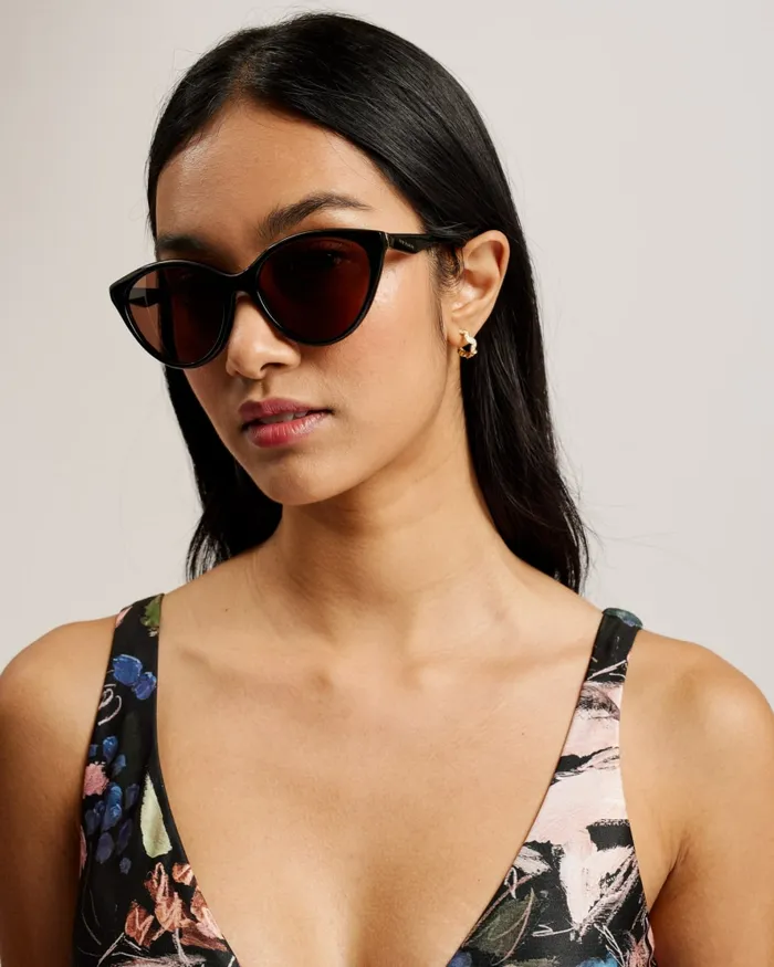 Ted Baker Sunglasses Women MAYSEY 8211 Cat Eye Acetate Frame Sunglasses Black Ted Baker Sunglasses Women MAYSEY 8211 Cat Eye Acetate Frame Sunglasses Black