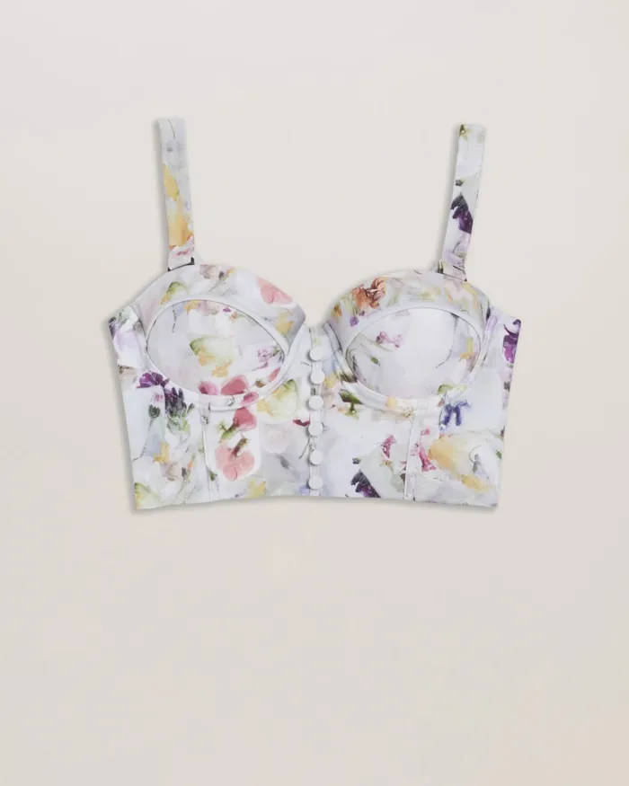 Ted Baker Swimwear and Beachwear Women ULANIA 8211 Floral Longline Underwired Bikini Top White Ted Baker Swimwear and Beachwear Women ULANIA 8211 Floral Longline Underwired Bikini Top White