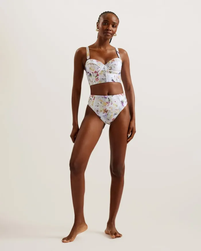 Ted Baker Swimwear and Beachwear Women ULANIA 8211 Floral Longline Underwired Bikini Top White Ted Baker Swimwear and Beachwear Women ULANIA 8211 Floral Longline Underwired Bikini Top White