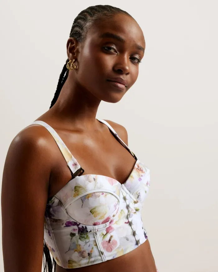 Ted Baker Swimwear and Beachwear Women ULANIA 8211 Floral Longline Underwired Bikini Top White Ted Baker Swimwear and Beachwear Women ULANIA 8211 Floral Longline Underwired Bikini Top White