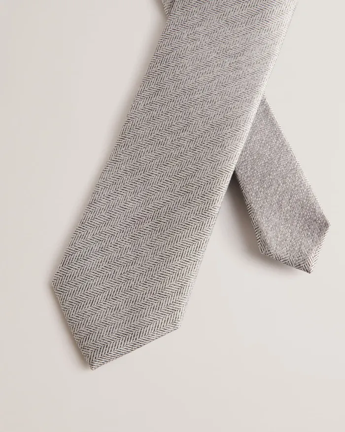 Ted Baker Ties and Bowties Men LEYTONE 8211 Herringbone Silk Tie Silver