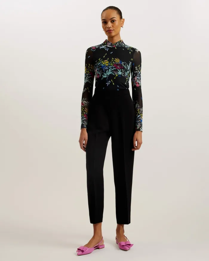 Ted Baker Tops and Blouses Women AMANDHA 8211 Printed Mesh Top With Sheer Back Black Ted Baker Tops and Blouses Women AMANDHA 8211 Printed Mesh Top With Sheer Back Black