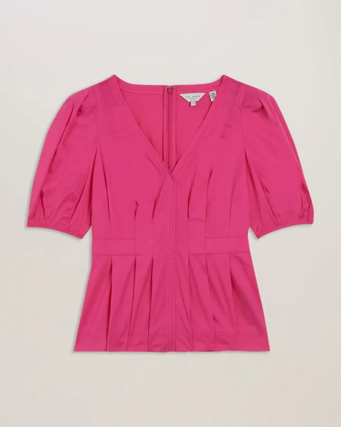 Ted Baker Tops and Blouses Women BURDUR 8211 Stitch Detail Balloon Sleeve Peplum Top Purple Ted Baker Tops and Blouses Women BURDUR 8211 Stitch Detail Balloon Sleeve Peplum Top Purple