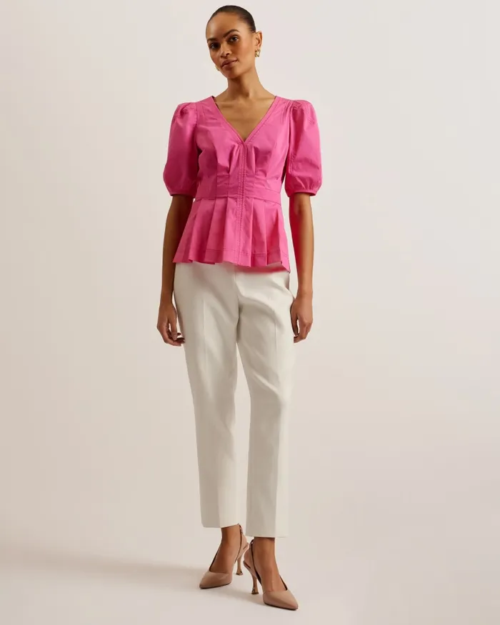 Ted Baker Tops and Blouses Women BURDUR 8211 Stitch Detail Balloon Sleeve Peplum Top Purple Ted Baker Tops and Blouses Women BURDUR 8211 Stitch Detail Balloon Sleeve Peplum Top Purple