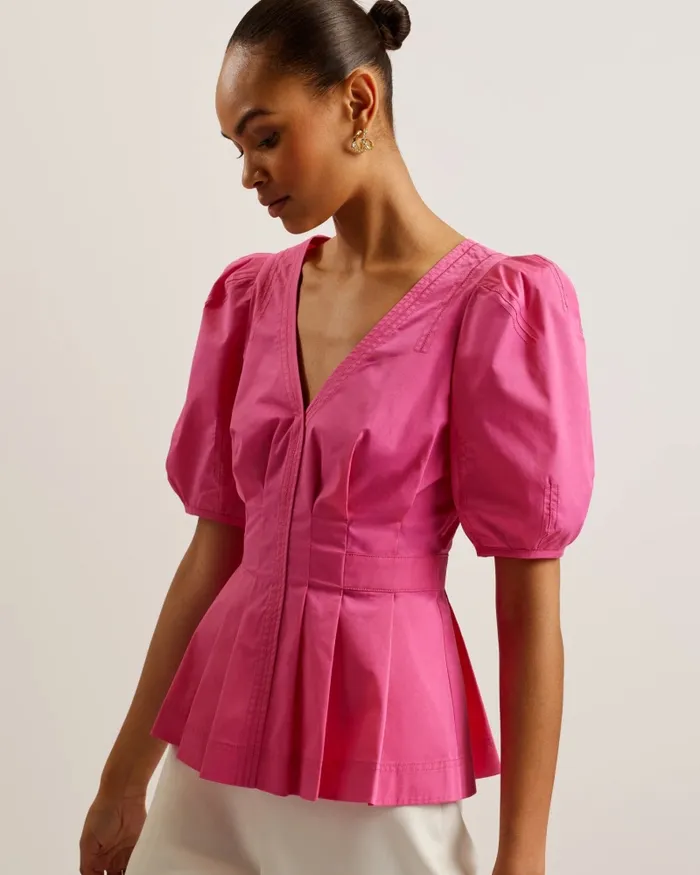 Ted Baker Tops and Blouses Women BURDUR 8211 Stitch Detail Balloon Sleeve Peplum Top Purple Ted Baker Tops and Blouses Women BURDUR 8211 Stitch Detail Balloon Sleeve Peplum Top Purple