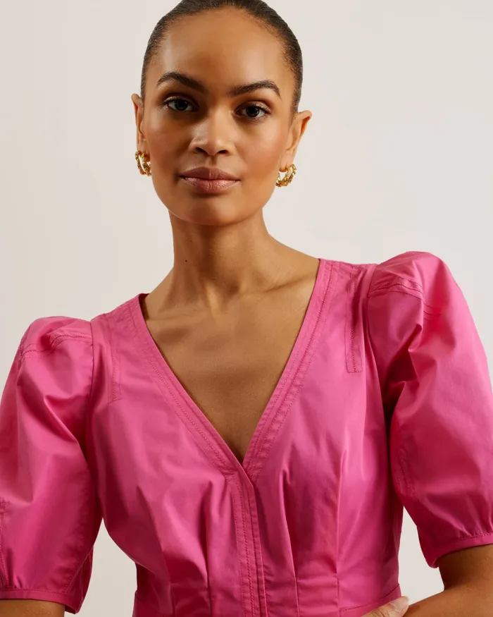Ted Baker Tops and Blouses Women BURDUR 8211 Stitch Detail Balloon Sleeve Peplum Top Purple Ted Baker Tops and Blouses Women BURDUR 8211 Stitch Detail Balloon Sleeve Peplum Top Purple